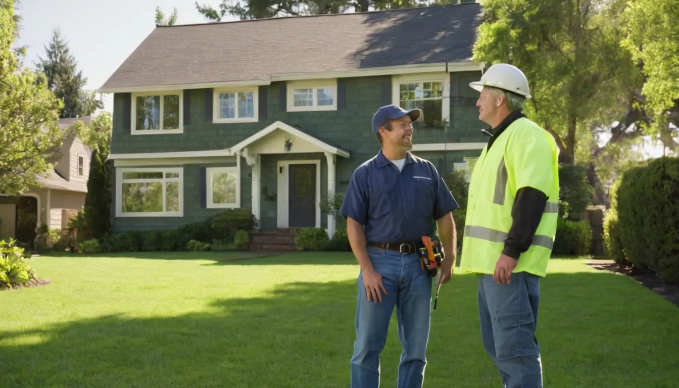 Friendly provider and homeowner talking beside a large tree in a Corcoran front yard